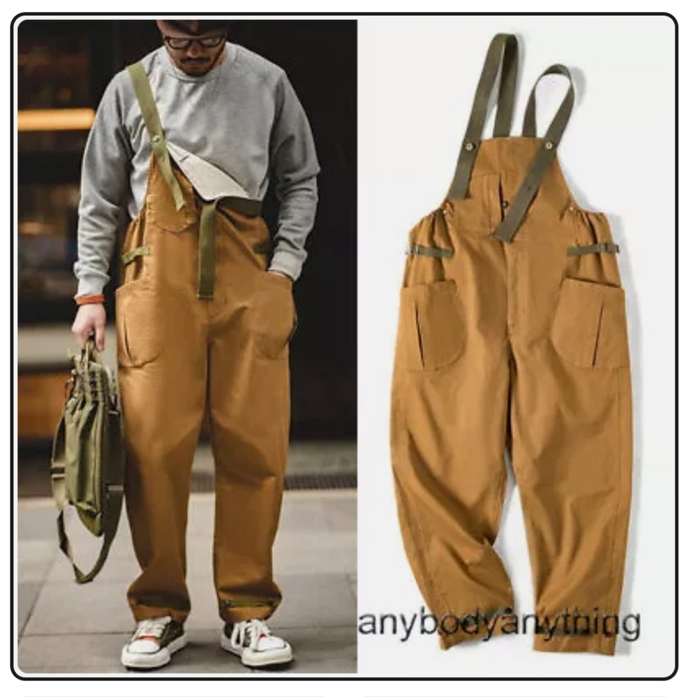 American Retro Loose Workwear Overalls Adjustable Shoulder Strap Jumpsuit